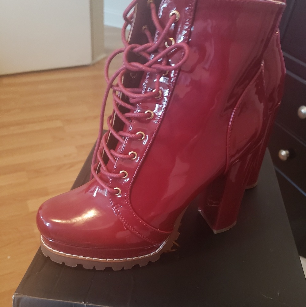 Patent Leather crimson red boots